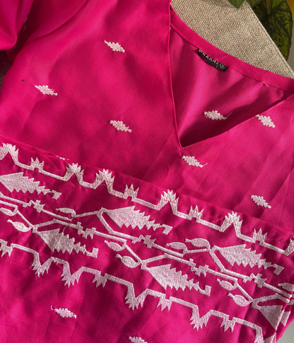 Pihu - Pink Embroidered Kurti