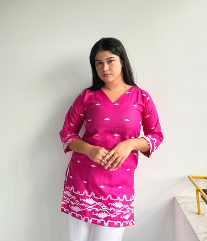 Pihu - Pink Embroidered Kurti