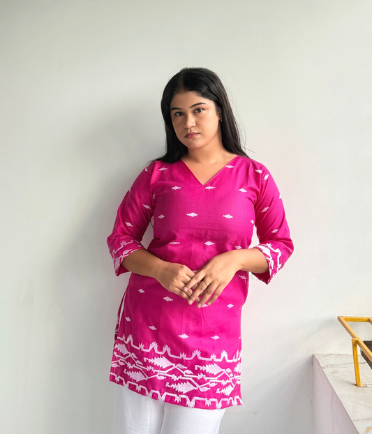 Pihu - Pink Embroidered Kurti