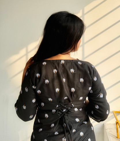 Pihu - Black Embroidered Kurti