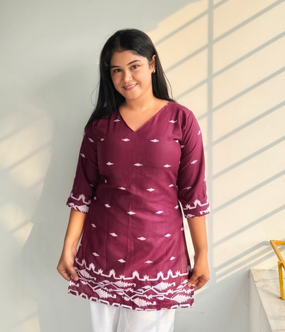 Pihu - Maroon Embroidered Kurti
