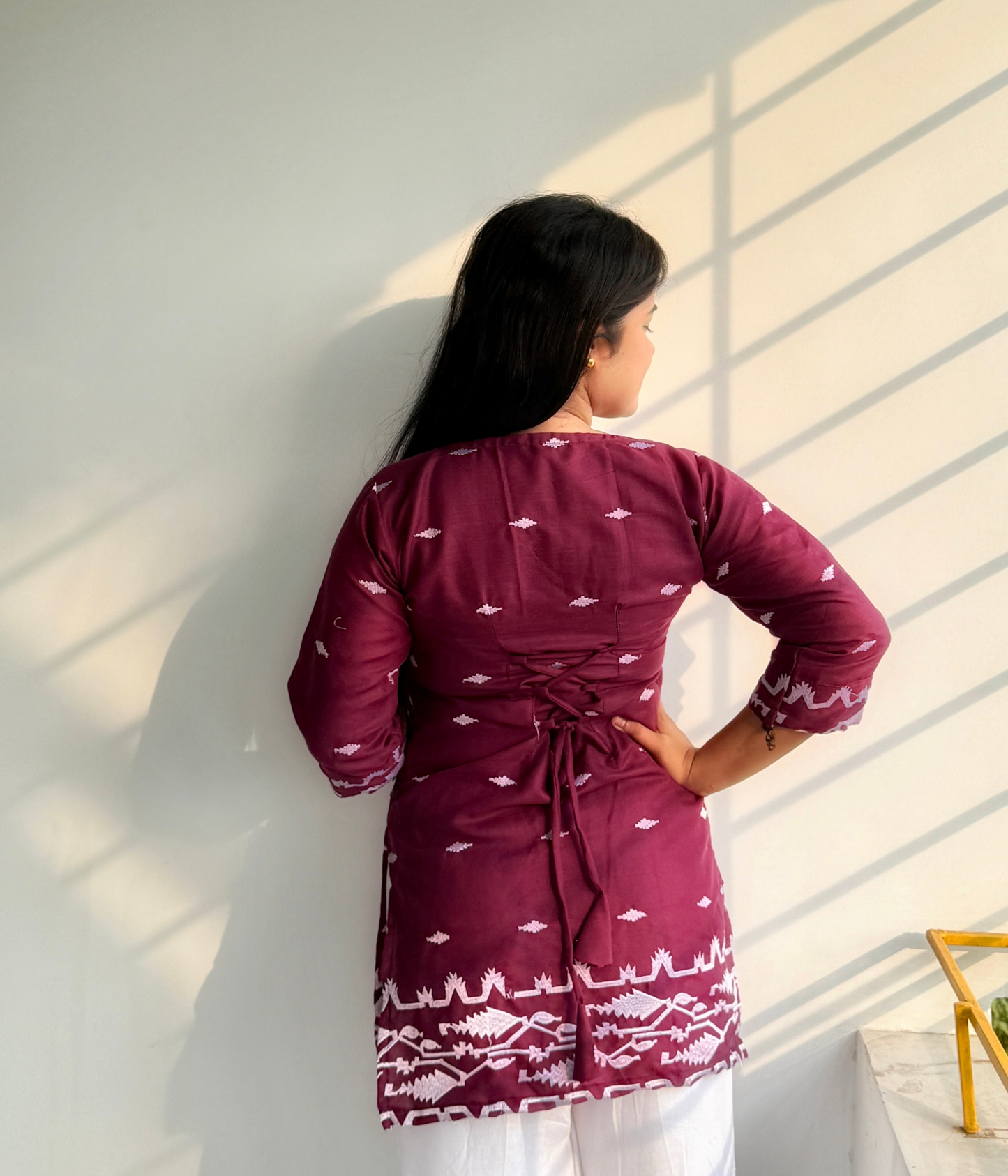 Pihu - Maroon Embroidered Kurti