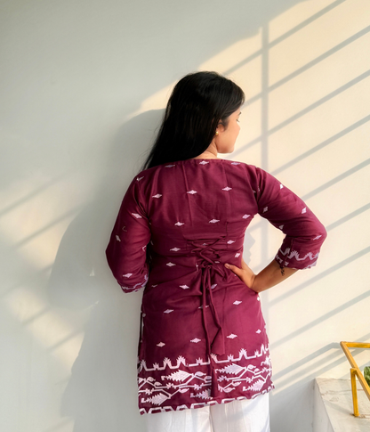 Pihu - Maroon Embroidered Kurti